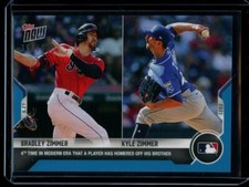 2021 Topps Now #869 Bradley Zimmer & Kyle Zimmer Blue Parallel Card #d /49