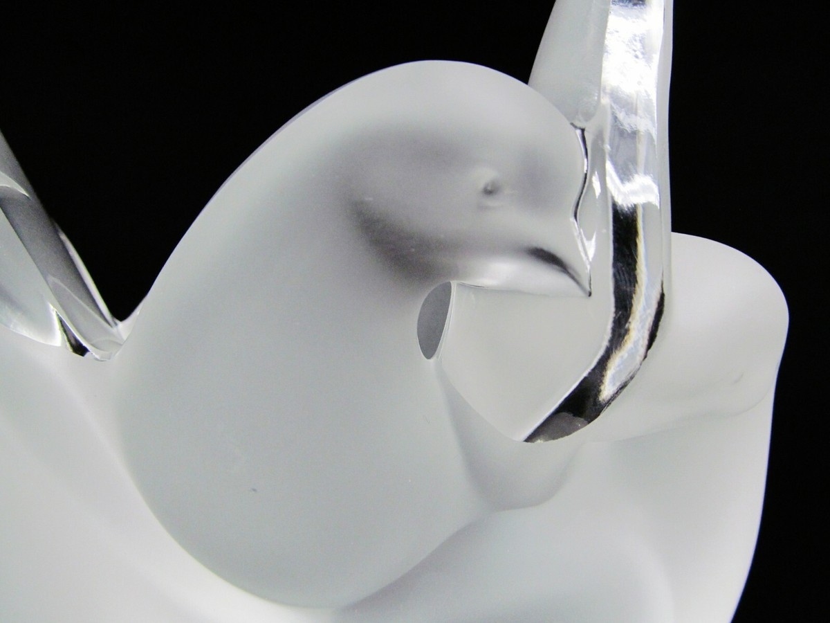 LALIQUE 鳥型チャーム LALIQUE Crystal France Love Birds Doves With Flower Frog