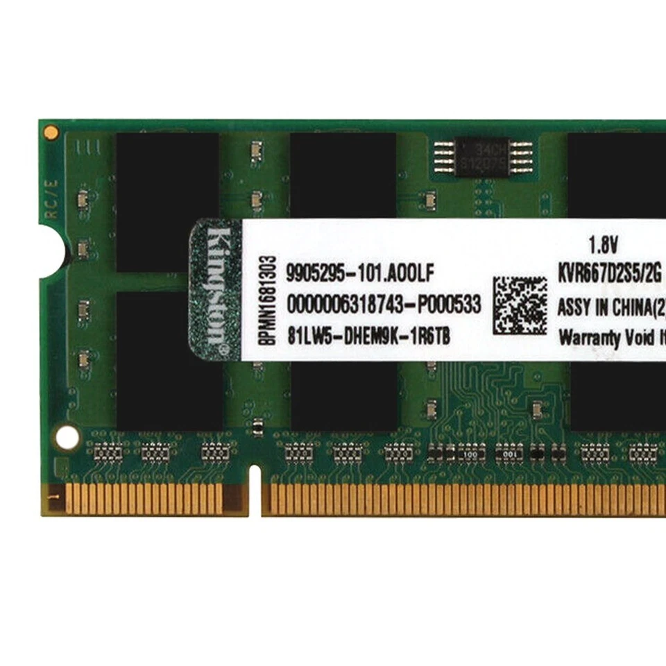 Kingston 2GB 1GB DDR2 667MHz PC2-5300S KVR667D2S5/2G SODIMM Laptop Memoria RAM - Imagen 4 de 4