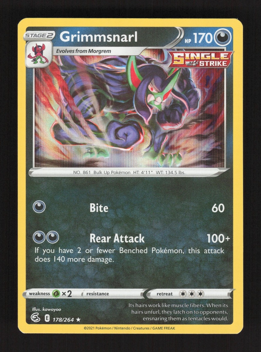 2021 Pokemon Card Grimmsnarl Holo Rare #178/264 Fusion Strike | eBay
