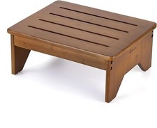 Bamboo Step Stool, Wooden Step with Non-Slip Bottom for Safety, Lightweight