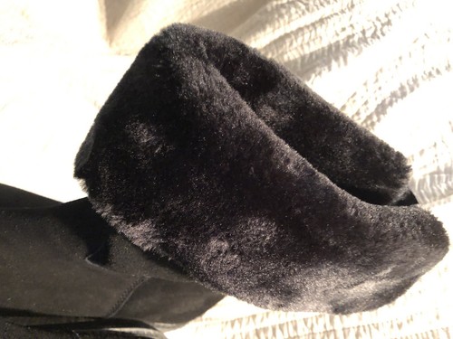 11~ Bass Faux Suede & Faux Fur Lined Boots Black So Soft & Warm - Picture 4 of 11