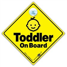 Toddler On Board Car Sign, Suction Cup Baby On Board Sign, Child On Board Sign