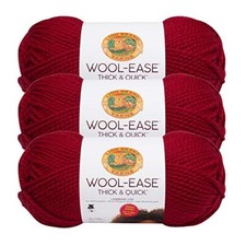  3 Pack Lion Brand Yarn 640-138 Wool-Ease Thick  Quick Bulky Yarn, Cranberry