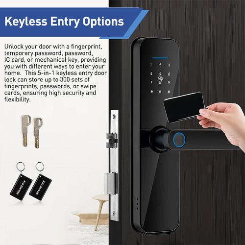 Tuya Wifi Electronic Smart Door Lock Fingerprint/IC Card/Password/Key/APP Unlock - Picture 9 of 13