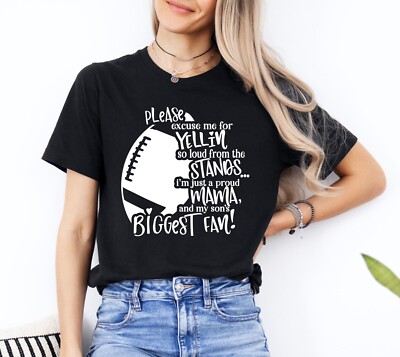 Biggest Fan Football Mama Mom Shirt Graphic Shirt Print Women's Design Tee