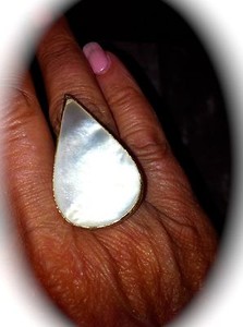 Authentic Anthropologie large mother of pearl gold plated adjustable ring