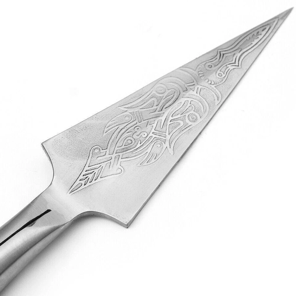 Casco de lanza nórdico afilado vikingo cabeza de lanza malvada acero al carbono Foto 4 de 4