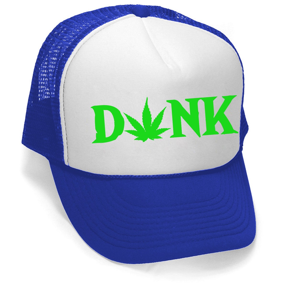 New Dank Weed Leaf Trucker Hat Blue/White Cap Marijuana Kush
