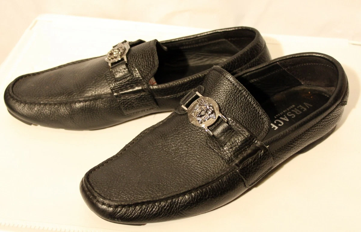 Black Leather Classic Loafer Black Medusa Buckle 42.5= 9 US eBay