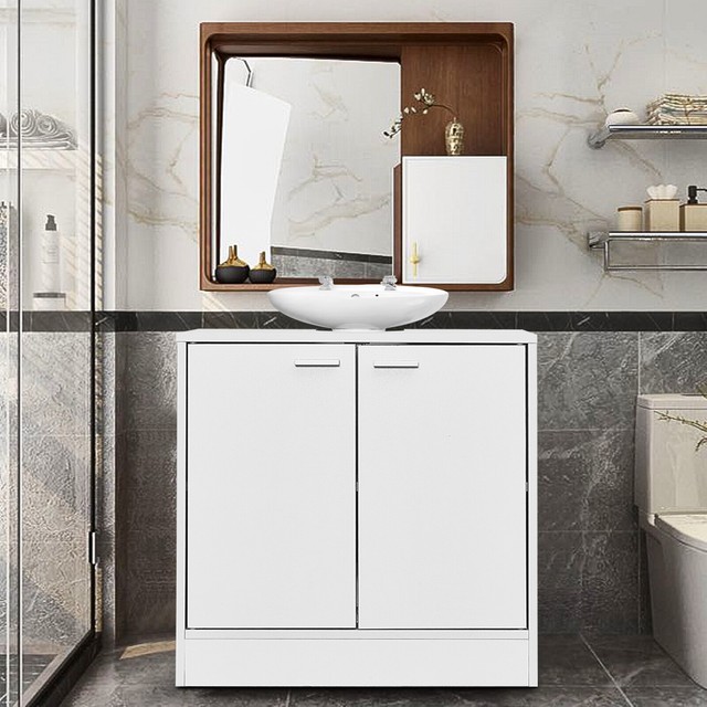 Bathroom Under Sink Cabinet Double Doors Cupboard Unit Storage White Furniture For Sale Online Ebay