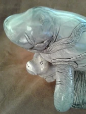 Manatee ~  Mother & Baby  Fine Art Onyx ~ Nautical  Sea Cow Sculpture