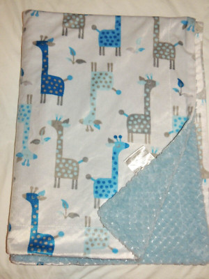 Giraffe Baby Security Blanket Blue S.L. Home Fashions 30 x 40