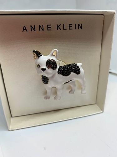 28 $ Anne Klein gepflasterte & farbige Emaille französischer Stier Hund Anstecknadel S1b - Bild 4 von 6