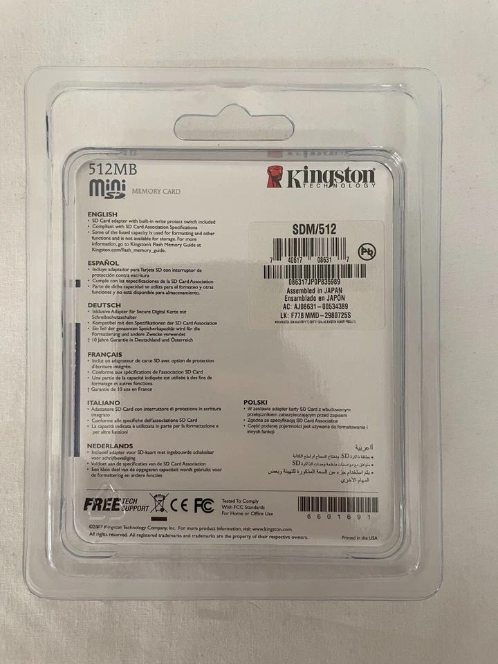 Kingston miniSD Memory Card 512MB - e500 - Image 2 of 2