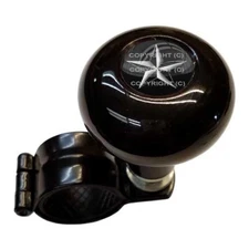 Black Steering Wheel Suicide Spinner Handle Knob Truck Car - TATTOO STAR WHITE