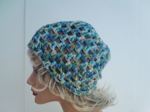 NEW MULTI COLOR OPEN WEAVE BEANIE HAT HAND MADE BERET CROCHET SKULL CAP - Picture 1 of 6