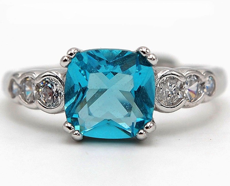 4CT Aquamarine 925 Sterling Silver Ring Jewelry Sz 6 MM1-1