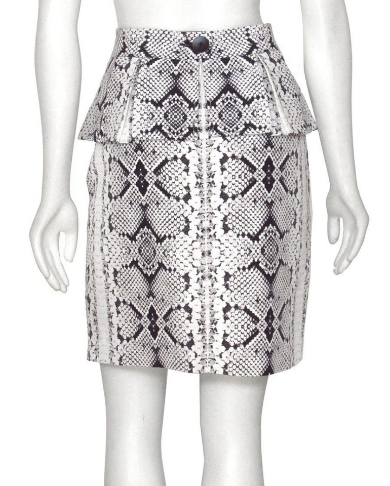 Falda Nanette Lepore Peplum Estampado Piel de Serpiente Mezcla Seda $278 Talla 0 Foto 3 de 4