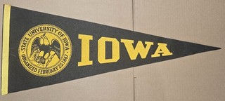 Vintage Iowa Hawkeyes Pennant Felt Flag NCAA
