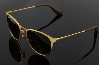 RARE New Polarized RAY-BAN ERIKA METAL Matte Gold Brown Sunglasses RB3539 112/T5