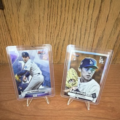 Topps Bowman Roki Sasaki Rookie Los Angeles Dodgers 2 Card Lot Showpieces #196/ 