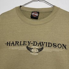 VTG 90s Harley-Davidson Sweatshirt - Faded Olive Green - Embroidered - LARGE