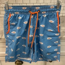 Mr. Swim Swim Trunks Mens Medium Blue Sailboat Print Lined Pockets Nautical