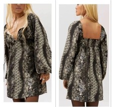 Urban Outfitters Women's Snakeskin Mini Dress With Bellowed Long Sleeves Size XL