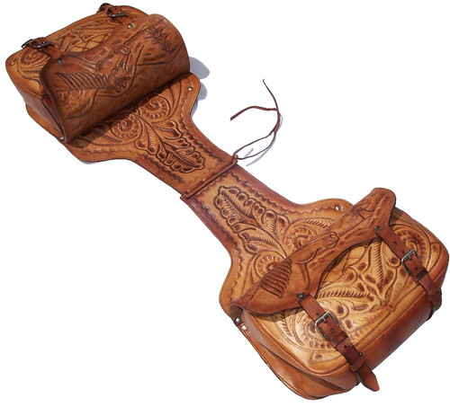 Vintage Western Tooled Leather Saddle Bags Horse Tack Made in Mexico Impressive!