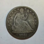 Lot #13: 1861 Seated Liberty Half Dollar -90% Silver coin *combine shipping*