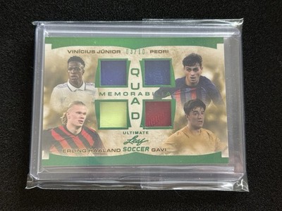 2022 LEAF ULTIMATE SOCCER #3/10 VINICIUS JR ERLING HAALAND PEDRI GAVI QUAD JSY