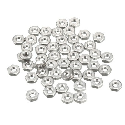 50pcs 2#-56 304 Stainless Steel Hexagon Hex Nut Silver Tone