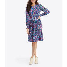 NWT DRAPER JAMES Womens' Blue Wispy Floral Kitty Knit Shift Dress XL