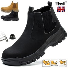 Men's Leather Work Ankle Safety Boots Steel Toe Cap Shoes Light