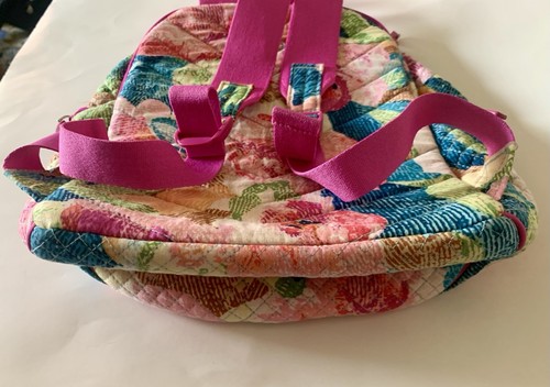 Vera Bradley HADLEY Pink SUPERBLOOM Quilted Floral Backpack Iconic Campus EUC - Picture 8 of 16