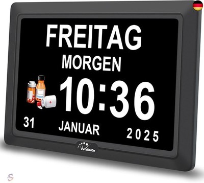 WallarGe Digitaler Demenz Uhr Großes Display für Senioren, Plug in elektrische D