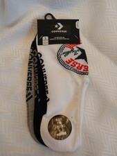 Converse Men's Sock Flat Knit Ultra Low 3-Pair Black, Gray, White 6-12