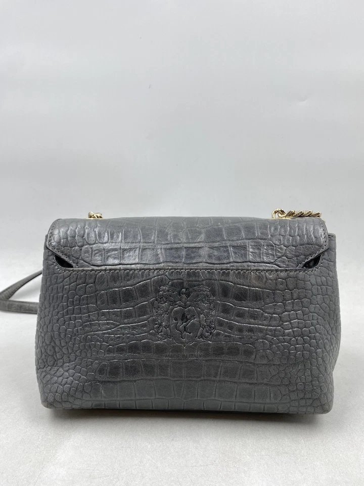 Bolso de hombro Bruno Magli gris cocodrilo de cuero en relieve Foto 2 de 4