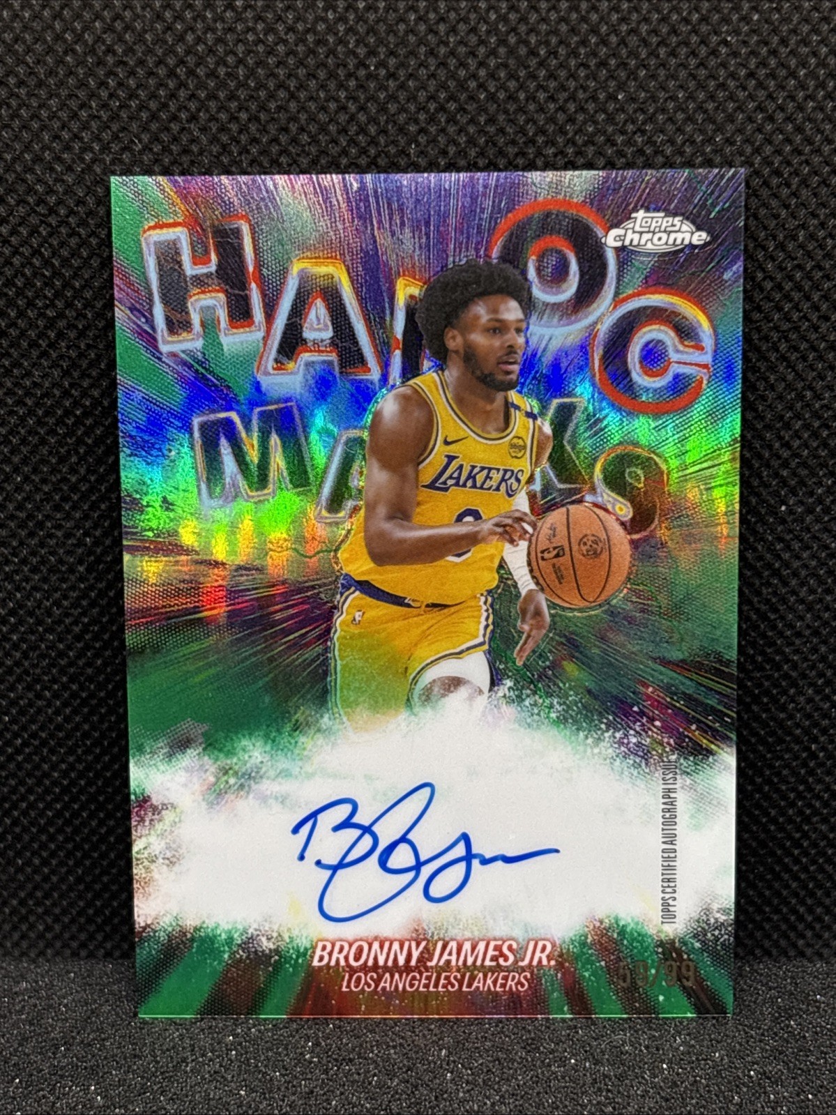 2025-26 TOPPS CHROME UPDATE BRONNY JAMES JR. HAVOC MARKS GREEN AUTO 59/99