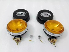 Pair Hella Yellow Fog Lamp With Cover With Bulb H3 Halogen Bulb Universal Fit Pair Hella Yellow Fog Lamp With Cover With Bulb H3 Halogen Bulb Universal Fit