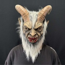 Lucifer Mask Devil Latex Halloween Scary Horned Demon Costume Horns Party Mask