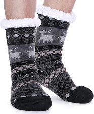 Mens Slipper Fuzzy Warm Winter Thick Socks with Grips