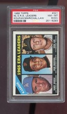 1966 Topps #221 NL N.L. ERA E.R.A. Leaders Sandy Koufax Juan Marichal PSA 8 (OC)