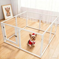 Clear Acrylic Dog Playpen W/ Door,Puppy Fence Indoors H:24" 8-Panel can be DIY