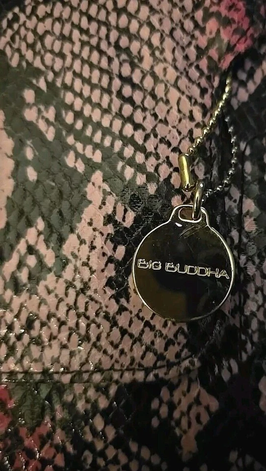 Bolsa/embreagem Big Buddha falsa pele de cobra ouro rosa preto laranja - Imagem 3 de 4