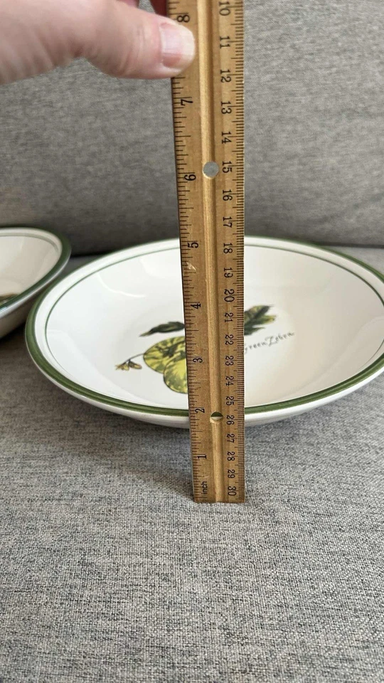 Par de tazones de sopa/pasta Williams Sonoma Heirloom - cebra verde Foto 3 de 4