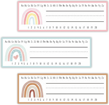30 Name Tags Labels - Boho Rainbow Self Adhesive Name Plates, Desk Label, Locker
