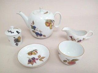 Royal Worcester Evesham 5pc Tea Set Teapot Cup Jug Sugar