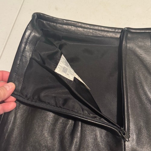 Vintage Y2K Hugo Buscati Milano Black Leather Straight Pencil Skirt Size 00 XXS - Picture 4 of 9